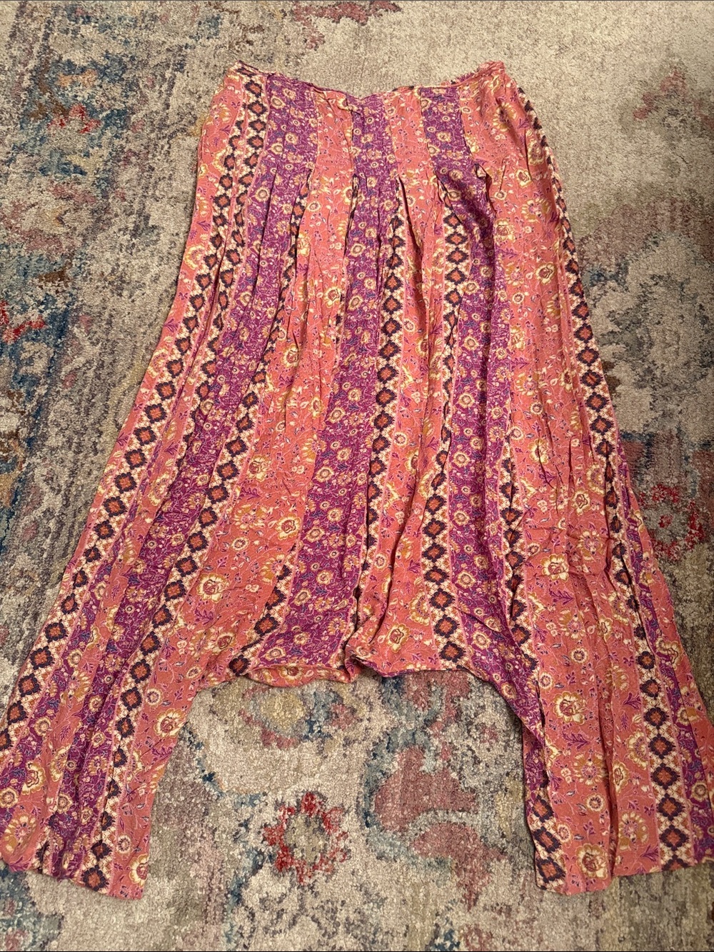 Free People Pink & Purple Patterned Harem Pants